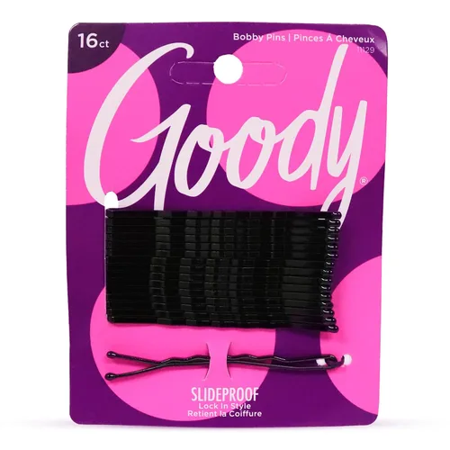 Goody Pasadores Bobby XXL SlideProof de 16 unidades, color negro, cómodos horquillas para peinar, bloqueo en su lugar, accesorios de peinado sin