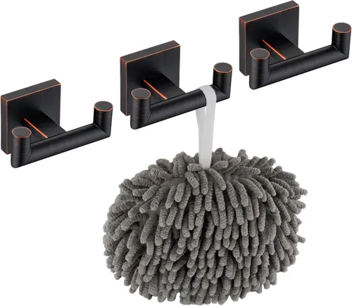 Miniatura 17 de KOKOSIRI Gancho para Bata de Baño Ganchos Dobles para Toalla y Abrigo Negro Mate para Baño Cocina Montaje en Pared, Paquete de 2 Acero Inoxidable