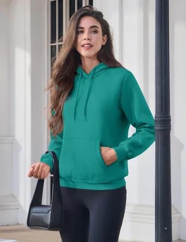 Miniatura 10 de MAGCOMSEN Sudaderas con capucha para mujer, con forro de sherpa, de vellón, para invierno, cálido, pesado, de algodón, con bolsillo