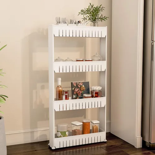 Miniatura 5 de Lavish Home Carrito con ruedas de 3 niveles, carrito organizador de estantes de cocina o baño de espacio estrecho, estantes de almacenamiento