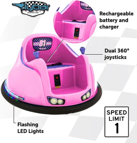 Miniatura 4 de Flybar FunPark Auto Chocador de 6 V para Niños Pequeños, Juguetes Eléctricos de Montar para Niños, Bebé, Edades de 1.5 a 4 Años, Luces LED, Giro