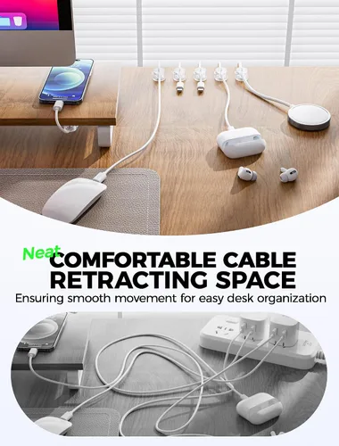 Miniatura 7 de Paquete de 9 clips magnéticos para cables, organizador de cables [giratorio de 360° mejorado], soporte de cable magnético fuerte, soporte de alambre