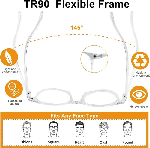 Miniatura 4 de Craebuer Lentes de luz azul, anteojos con filtro de luz azul, anteojos transparentes de lectura para computadora para mujeres y hombres
