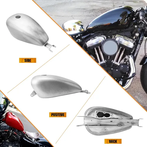 Miniatura 3 de Tanque de combustible para motocicleta de 3.3 galones, tanque de gasolina de 12.5 L, apto para Harley Sportster XL 883 1200 2007-2022 (estilo A)