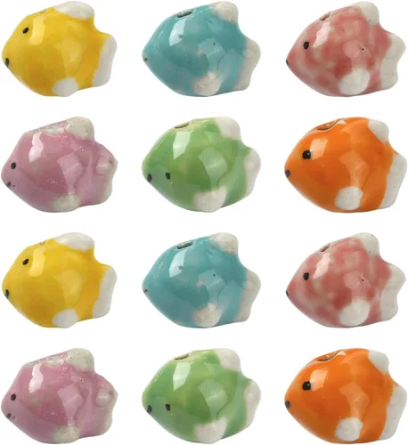 Miniatura 14 de LiQunSweet 10 pcs 10 Colors Handmade Ceramic Porcelain Fish Beads Ocean Animals Spacer Beads for DIY Jewelry Bracelet Necklace Earring Crafts Bag