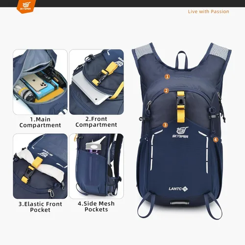 Miniatura 3 de SKYSPER Mochila de senderismo pequeña – Mochila de viaje de 15 L, ligera, resistente al agua, mochilas de senderismo para mujeres y hombres, Pequeño