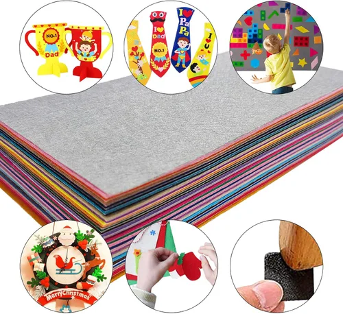 Miniatura 7 de Jtnohx Hojas de fieltro autoadhesivas, fieltro con parte trasera adhesiva, 33 piezas de 10 cm x 20 cm hojas rígidas, 33 colores hoja rígida