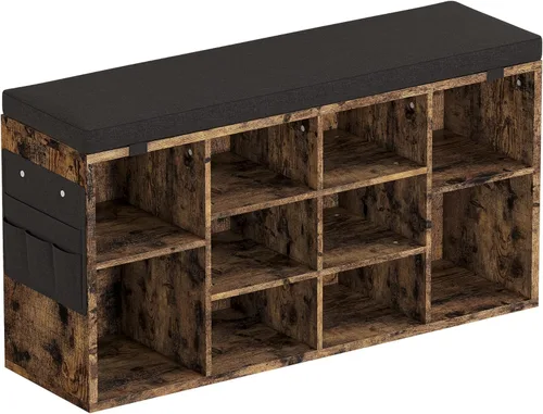 Miniatura 10 de IDEALHOUSE Banco de almacenamiento de zapatos con cojín para entrada, banco de almacenamiento de 20 pulgadas con asiento acolchado, armario de Blanco