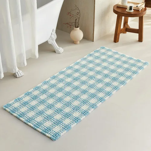 Miniatura 166 de TYUU Tapete de baño estilo gofre, tapete de baño bohemio, antideslizante, lavable, súper absorbente, de secado rápido, bonito tapete de baño