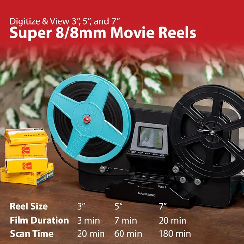 Miniatura 2 de Magnasonic Escáner de película súper todo en uno de 8/0.315 in, convierte la película en video digital, escanea carretes de película Super 8/0.315