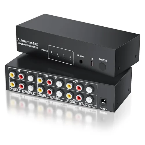 Miniatura 9 de BolAAzuL - Interruptor RCA 2 en 1 salida, selector conmutador de vídeo compuesto L/R, audio, caja 2X1, BolAAzuL interruptor RCA de 2 vías - caja