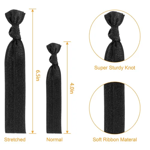 Miniatura 5 de 79Style Accesorios para el cabello de tela elástica para mujeres, 125 soportes para cola de caballo con cinta anudada, bandas para el pelo de tela