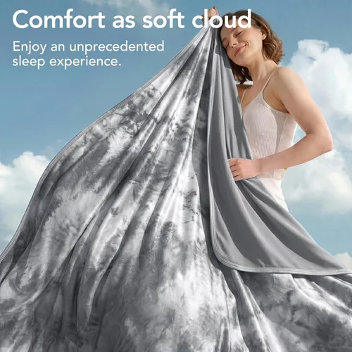 Miniatura 6 de Topcee Manta de Tiro Refrescante para Sudores Nocturnos Decorativa Tie Dye, Absorbe el Calor para Mantenerte Fresco en Noches Cálidas, Q-Max 0.5