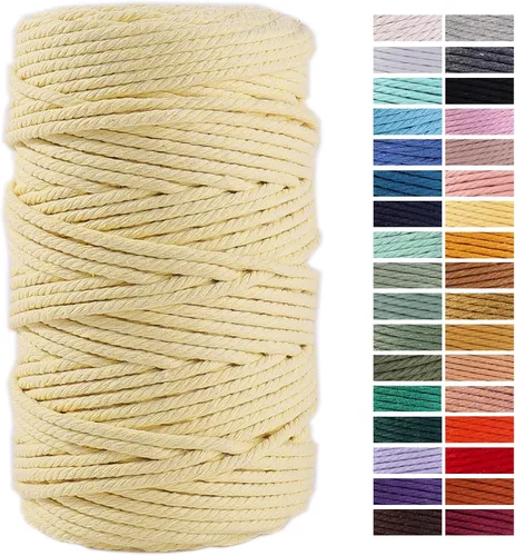 Miniatura 34 de Cuerda de Macramé Gris Claro 3mm x 109 Yardas, Cuerda de Algodón de Colores Cuerda para Manualidades Cuerda de Algodón Colorida para Colgar