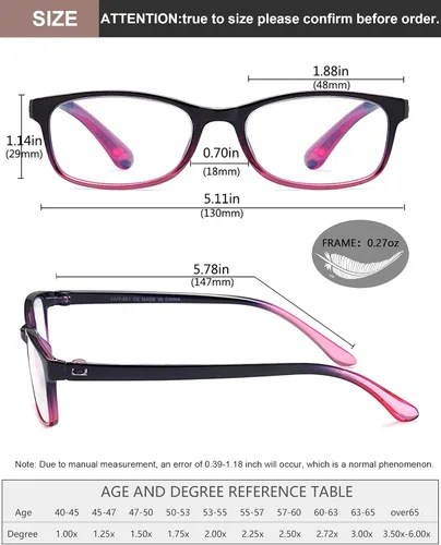 Miniatura 3 de EYEURL Gafas de lectura para hombres y mujeres, lentes de bloqueo de luz azul que reducen la fatiga ocular, paquete de 2 unidades, marco TR90 ligero