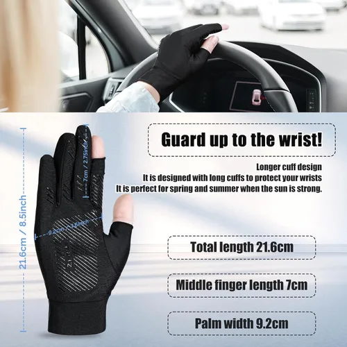 Miniatura 7 de ELUTENG Guantes finos de ciclismo de seda de hielo, 2 guantes de ciclismo sin dedos para hombres, guantes de ciclismo ligeros y transpirables