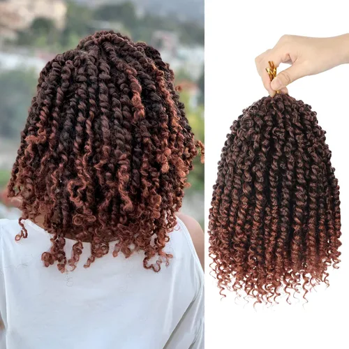 Miniatura 22 de Bileaf Cabello de Ganchillo Passion Twist Pre-retorcido de 10 Pulgadas, 8 Paquetes de Ganchillo Passion Twist, Cabello Corto Passion Twist