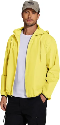 Miniatura 6 de COOFANDY Chaqueta impermeable para hombre, ligera, impermeable, con capucha, para viajes, senderismo, golf, rompevientos
