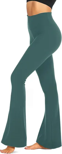 Miniatura 149 de TNNZEET Leggings acampanados negros para mujer, pantalones de yoga cruzados con bolsillos, corte de bota, leggings acampanados