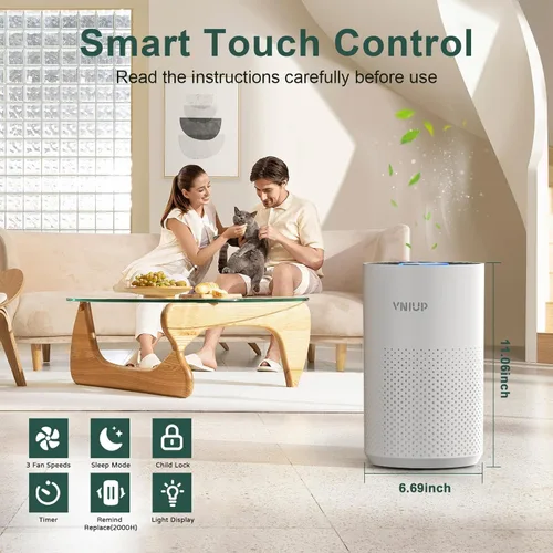 Miniatura 6 de Purificadores de aire para dormitorio y hogar de hasta 1350 pies cuadrados, purificadores de aire VNIUP H14 True HEPA para habitación, con función