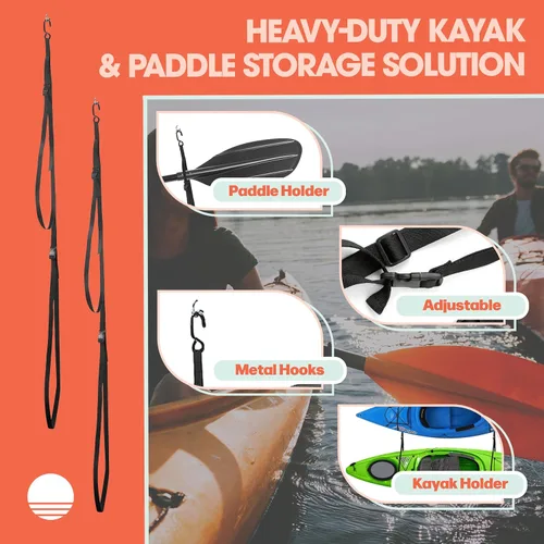 Miniatura 3 de Kayak Rack -Capacity Wall or Ceiling Storage Straps for Surfboards, Paddleboards, SUP, or Canoe - Adjustable Kayak Hanger by RAD Sportz