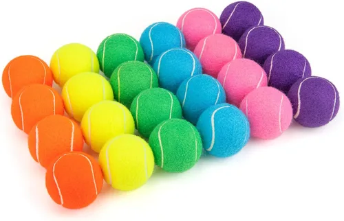 PHOEPET - Juego de 24 pelotas de tenis para entrenamiento principiante, pelotas a granel para perros para jugar a buscar y morder (colores surtidos)