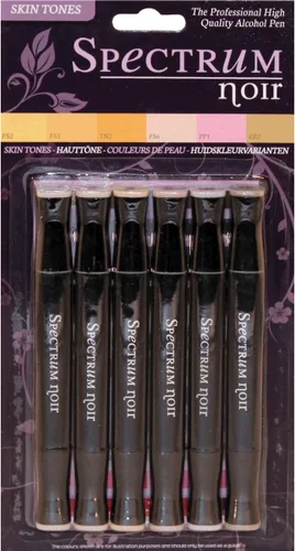 Crafter's Companion Spectrum Noir - Marcadores de alcohol, paquete de 6 tonos de piel