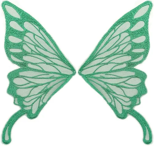 Miniatura 15 de 5 pares de alas de hada coser en parches de encaje de mariposa apliques de tul organza tela alas bordado cuello escote adornos bricolaje ropa Blanco