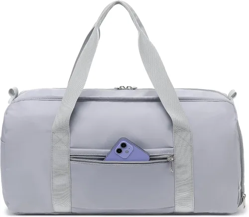 Miniatura 8 de Bolsa de viaje deportiva para gimnasio para hombres y mujeres con compartimento para zapatos, bolsillo húmedo, Gris (Pure Grey), Bolsa de gimnasio