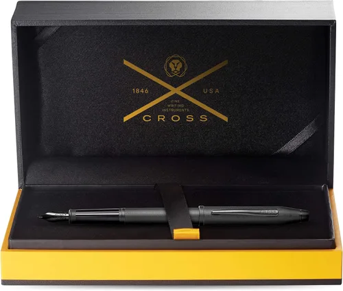 Miniatura 42 de Cross Century II - Bolígrafo de punta Selectip, lacado negro con detalles chapados en oro de 23 quilates