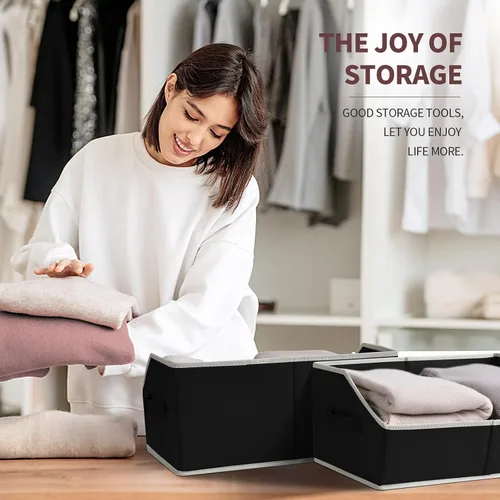 Miniatura 4 de Homsorout Organizador trapezoidal para armario, cestas grandes para organizar, caja de almacenamiento de tela para estantes, cubos de almacenamiento