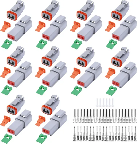 86 piezas de conectores Deutsch DT grises de 2 pines, 10 juegos, conectores impermeables de cable eléctrico con contactos sellados y tapón de sello