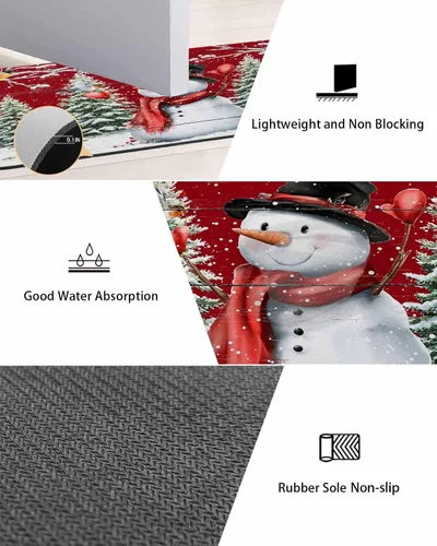 Miniatura 3 de Tapete de baño de muñeco de nieve para bañera, antideslizante, de secado rápido y absorbente, tierra de diatomeas, fregadero, dormitorio, cocina