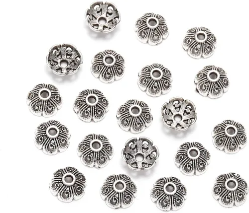 Miniatura 39 de 100 unidades/lote de tapas de cuentas de 0.236 pulgadas para joyas, receptáculo de extremo, ahuecado, toro de flores, bricolaje, espaciado