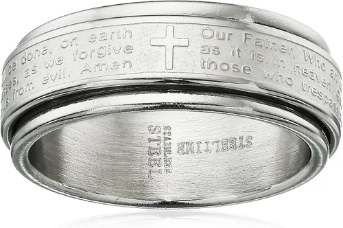 Miniatura 5 de Amazon Essentials Steeltime - Anillo giratorio chapado en oro de 18 quilates para hombre, con oración Our Father (anteriormente Amazon Collection)