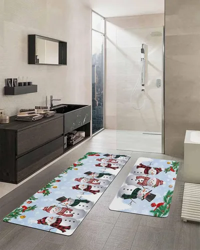 Miniatura 2 de Tapete de baño de muñeco de nieve para bañera, antideslizante, de secado rápido y absorbente, tierra de diatomeas, fregadero, dormitorio, cocina