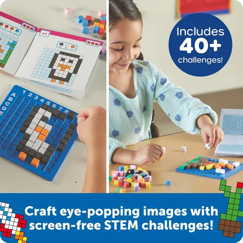Miniatura 2 de Learning Resources STEM Explorers Desafío de Arte Pixel - Rompecabezas Matemáticos, Bloques de Patrones, Juego Sensorial, Artes y Manualidades