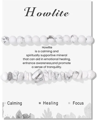 Miniatura 29 de Pulseras de cristal curativo para mujer, 2 pulseras de piedra natural de 0.236 pulgadas, pulseras elásticas de cuentas de cristal hechas a mano