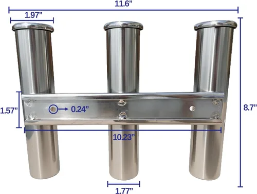 Miniatura 2 de Marine Boat - Soporte para caña de pescar de acero inoxidable con 3 cañas, 3 cañas, barco de pesca marina, acero inoxidable, soportes laterales