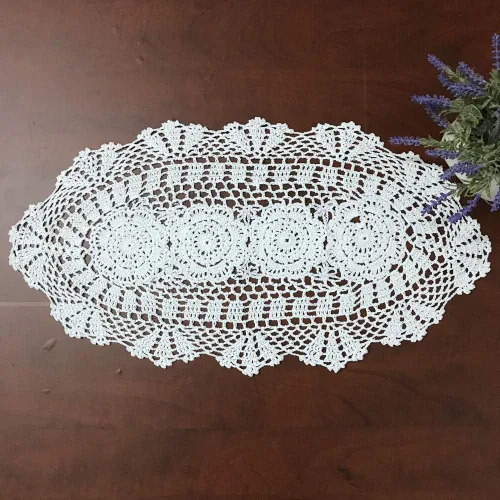 Miniatura 6 de Hetao Mantel oblongo, 100% algodón, hecho a mano, 12 x 27 pulgadas, color beige