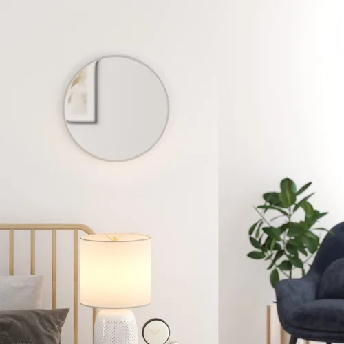 Miniatura 3 de HBCY Creations Espejo redondo pequeño, espejo de pared plateado de 20 pulgadas para entrada, baño, sala de estar y más, espejo minimalista moderno