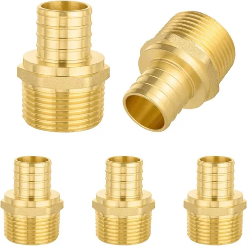 Paquete de 5 accesorios Foskan PEX, adaptador macho NPT de 1 pulgada a 1 pulgada, accesorios de engarce de púas de latón para manguera de agua de RV