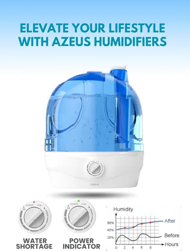 Miniatura 3 de AZEUS Humidificadores para dormitorio, humidificadores ultrasónicos de niebla fría de 2.8 L para el hogar, guardería y plantas, humidificador