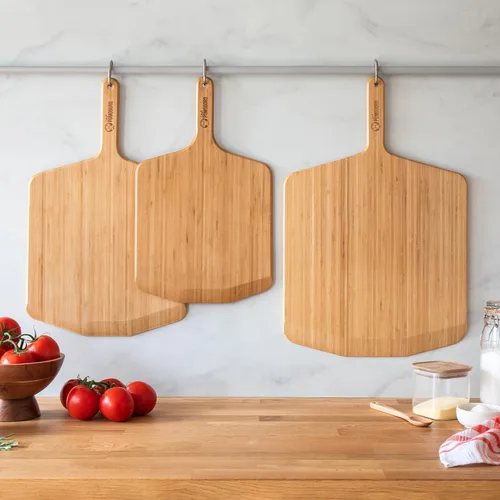 Miniatura 6 de Chef Pomodoro Pela de pizza de madera de 16 pulgadas, herramienta duradera para hornear, paleta deslizante, tabla de cortar de madera, espátula