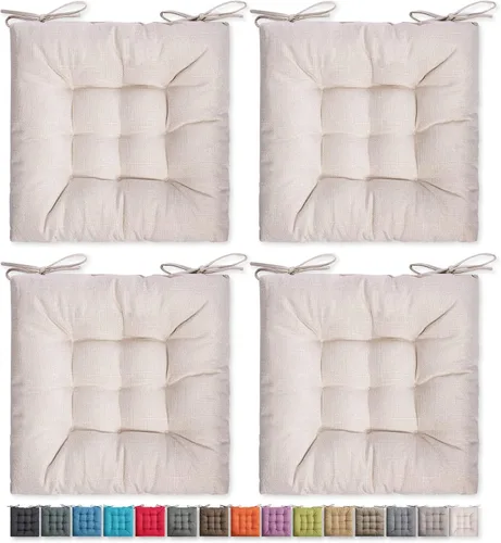 Miniatura 11 de SQUARE MOON Paquete de 4 cojines para silla, cojines de asiento, almohadillas para silla, tapete para silla de interior y exterior, sillas de Beige