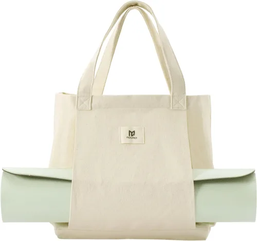 Bolsa de hombro con bolsillo para transportar esterilla de yoga Moyaqi de lona, bolsa de transporte para oficina, entrenamiento, pilates, viaje,