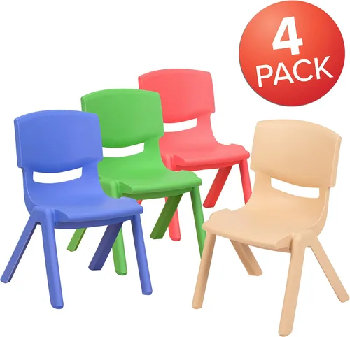 Miniatura 3 de Flash Furniture - Silla escolar apilable de plástico azul con altura de asiento de 10 1/2 pulgadas