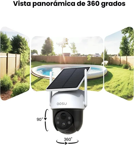 Miniatura 3 de AOSU Cámara solar de seguridad para exteriores – Cámaras de seguridad 100% sin cables, inalámbricas para exteriores para vigilancia en el hogar