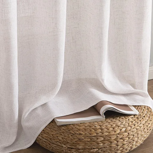 Miniatura 7 de MIULEE Cortinas de lino blanco de 108 pulgadas de largo para dormitorio, sala de estar, cortinas de ventana con textura de lino suave y grueso, Lino