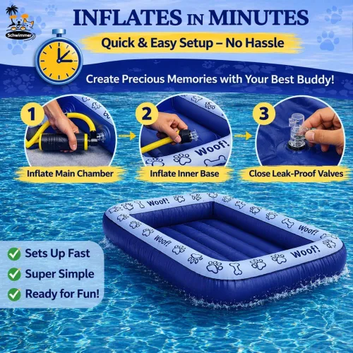 Miniatura 8 de Schwimmer Flotador de piscina prémium para perros grandes, seguridad mejorada, comodidad premium, diseño versátil, flotadores para perros para Azul